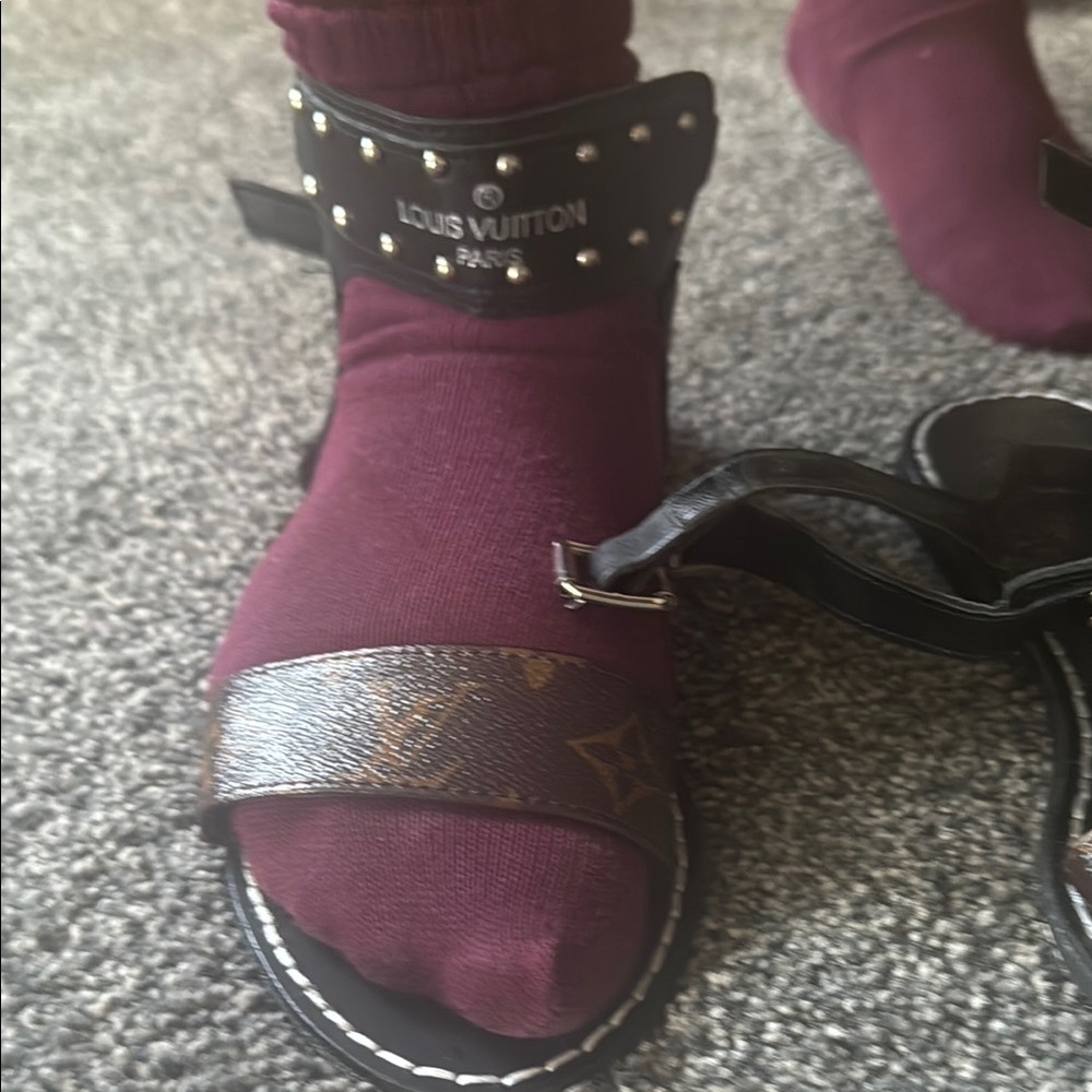 Louis Vuitton Black and Brown Sandals